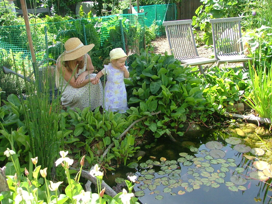 Mom & daughter by a pond by The Pond Gnome in Phoenix, AZ